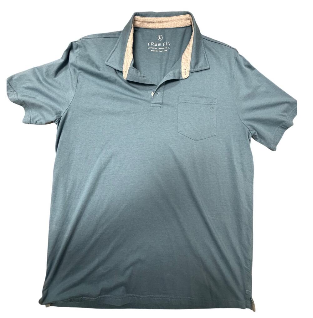 Free Fly Cotton/Viscose Bamboo Polo Shirt - Blue - Size Large